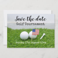 Golf Save the date Golf Tournament with U.S.A.flag