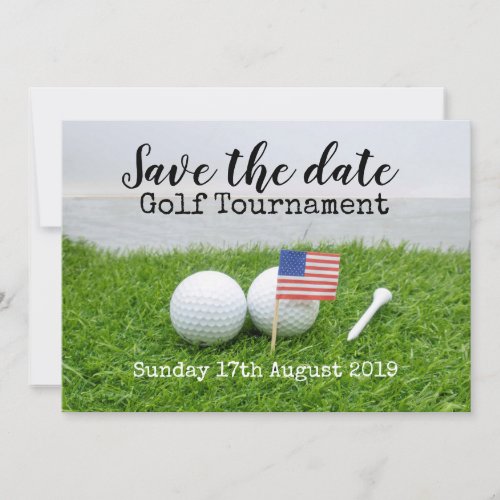 Golf Save the date Golf Tournament with USAflag Invitation