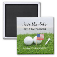 Golf Save the date Golf Tournament with U.S.A.flag Magnet