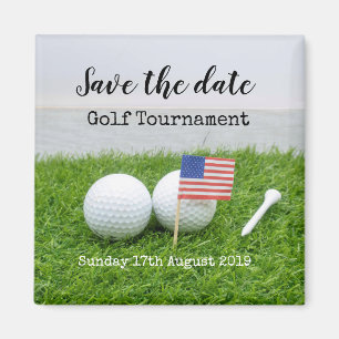 Golf Save the date Golf Tournament with U.S.A.flag Magnet