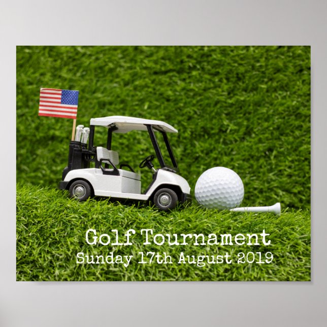 Golf Save the date Golf Tournament with U.S.A.flag Poster (Front)