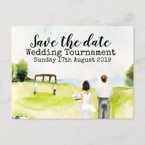 Golf Save the date Golf Wedding Tournament  Announcement Postcard