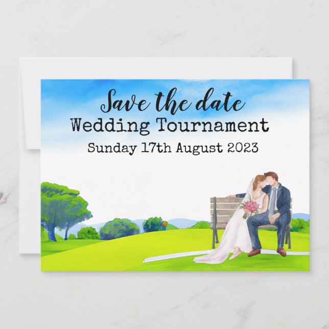 Golf Save the date Golf Wedding Watercolor  Invitation (Front)