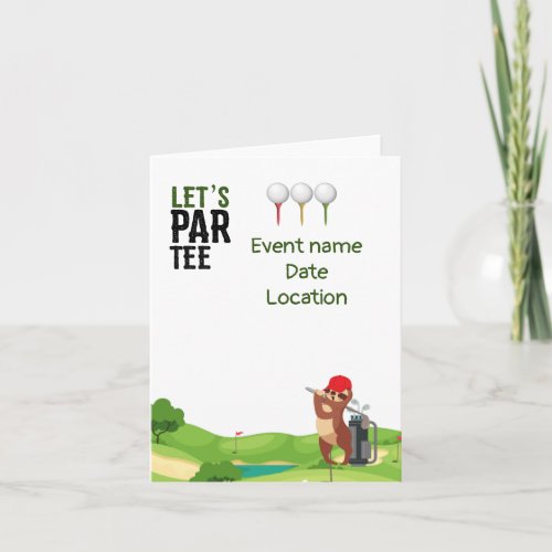 Golf  Save the Date Lets Par Tee with Sloth funny Invitation