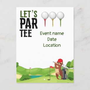 Golf  Save the Date Let's Par Tee with Sloth funny Invitation Postcard