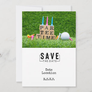 Golf Save the date Party for Golfer with ball 