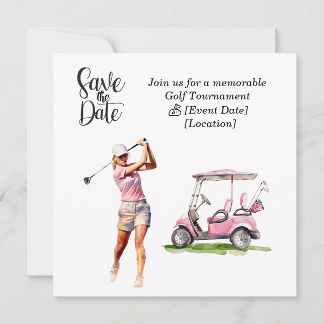 Golf Save the Date party for woman golfer party  Invitation (Front)