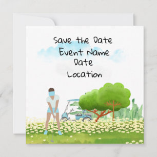 Golf Save the Date party for woman golfer party  Invitation