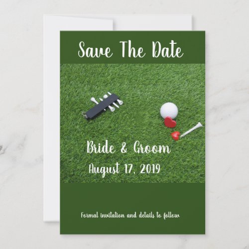 Golf Save the date Wedding with golf ball and love