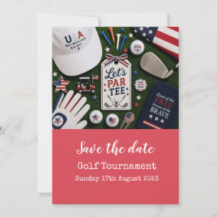 Golf Save the Date with American themed Invitation