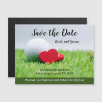 Golf  Save the date with golf and heart Magnetic I Magnetic Invitation