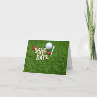 Golf save the Date with golf and tee on green Invitation
