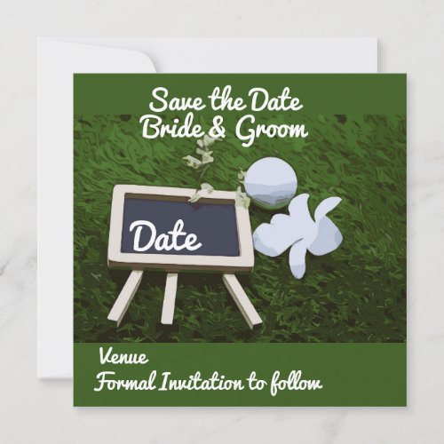 Golf Save the Date with golf ball and flower