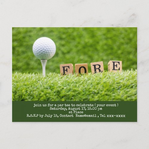 Golf save the date with golf ball and sand wedge postcard