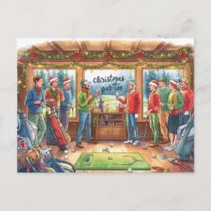 Golf save the date with golf ball and sand wedge postcard