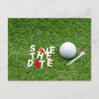 Golf Save the Date with golf ball and tee Announcement Postcard