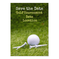 Golf Save the date with golf ball and tee on green Invitation