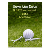 Golf Save the date with golf ball and tee on green Postcard