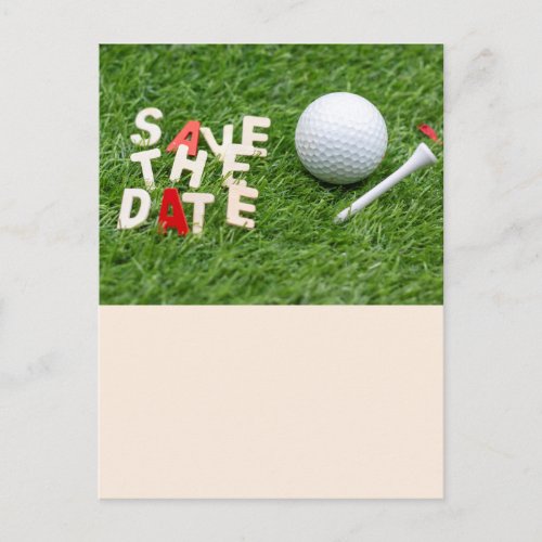 Golf Save the Date with golf ball and tee Postcard
