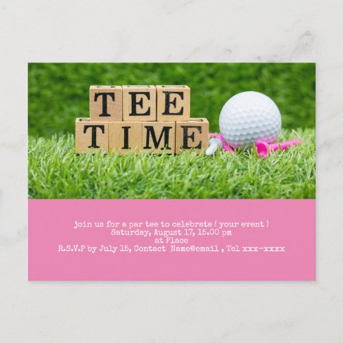 Golf save the date with golf ball and tee postcard