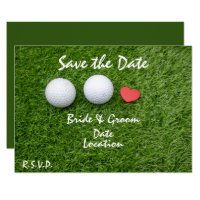 Golf Save the Date with golf ball in love on green Invitation