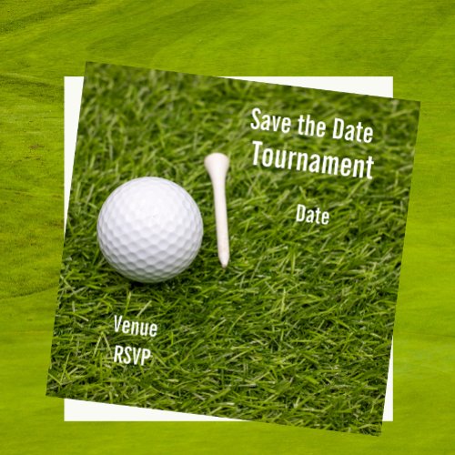 Golf Save the Date with golf ball on green grass