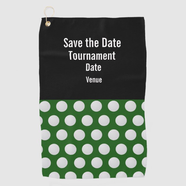 Golf Save the Date with golf ball on green grass   Towel (Front)