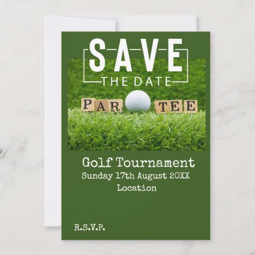 Golf Save the date with golf ball on green  Invitation