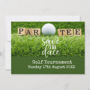 Golf Save the date with golf ball on green Invitation