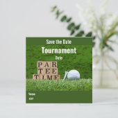 Golf Save the Date with golf ball party par tee (Standing Front)