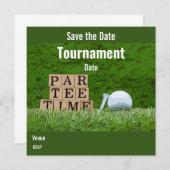 Golf Save the Date with golf ball party par tee (Front/Back)