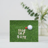 Golf save the date with golf ball with love Card (Standing Front)
