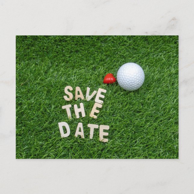 Golf save the date with golf ball with love Card (Front)