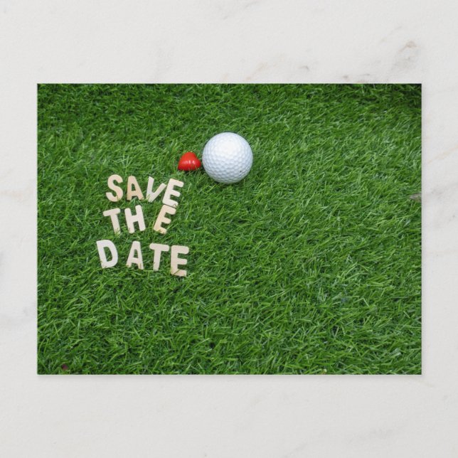 Golf save the date with golf ball with love Card (Front)