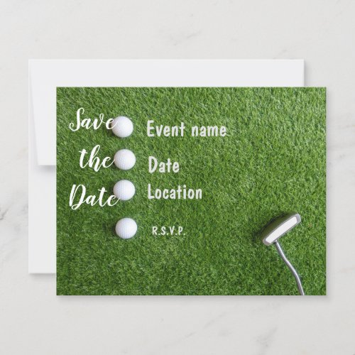 Golf Save the Date with golf balls on green grass Invitation