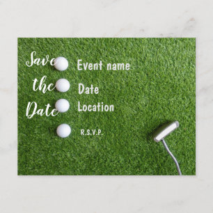 Golf Save the Date with golf balls on green grass Invitation