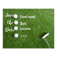 Golf Save the Date with golf balls on green grass Invitation