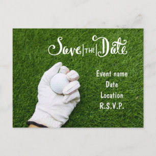 Golf Save the Date with golf balls on green grass Postcard