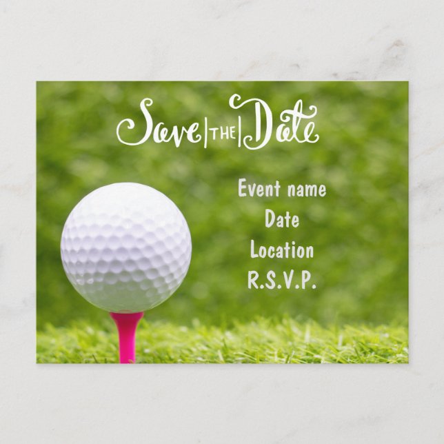Golf Save the Date with golf balls on green grass Postcard (Front)