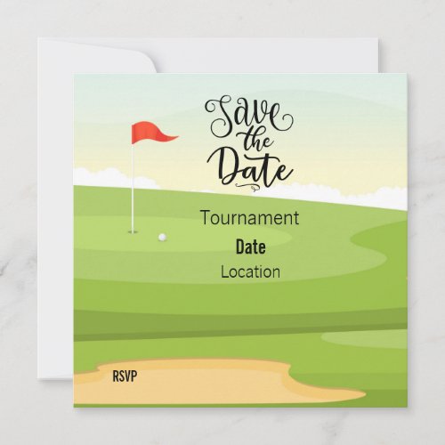 Golf Save the Date with golf course view 