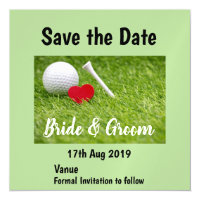 Golf Save the date with heart and golf ball Magnetic Invitation