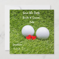 Golf save the Date with love on green