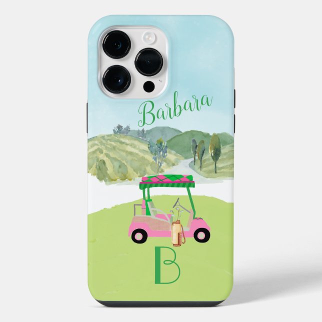 Golf Scene Monogram Name Iphone Case (Back)