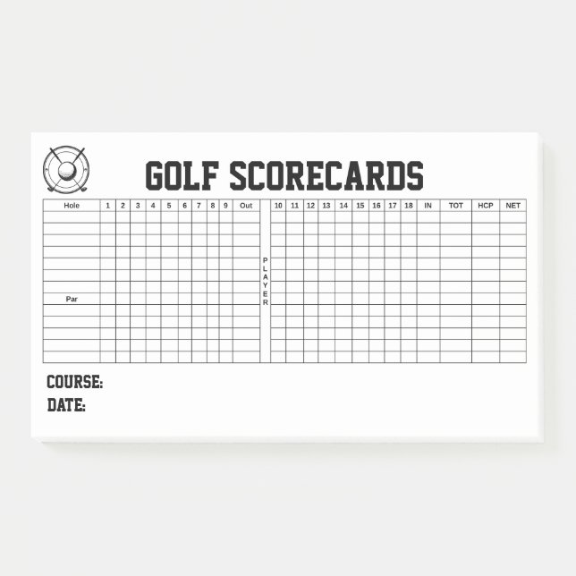Golf Scorecards Post-it Notes (Front)