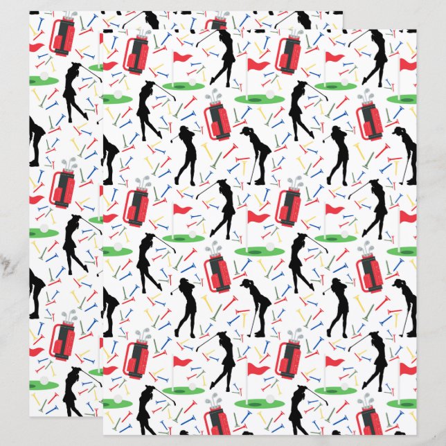 Golf Scrapbook Paper (Women) (Front/Back)