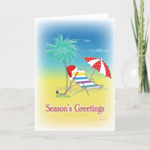 GOLF Seasons Greetings Santa Hat Funny Card