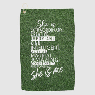 Golf Self Motivation Quotes for Golfer Green Grass Golf Towel