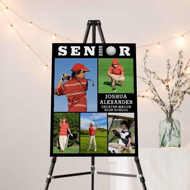 Golf Senior Graduation 5 Photo Collage Foam Board (In Situ (Stand))