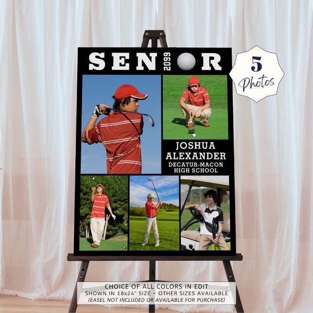 Golf Senior Graduation 5 Photo Collage Foam Board (Creator Uploaded)