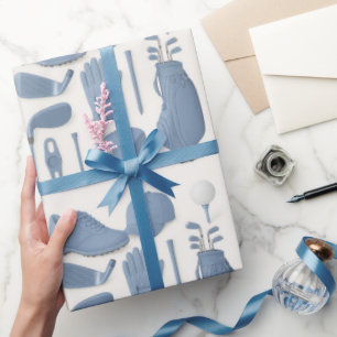 Golf set of  equipment for boy Blue themed Wrapping Paper